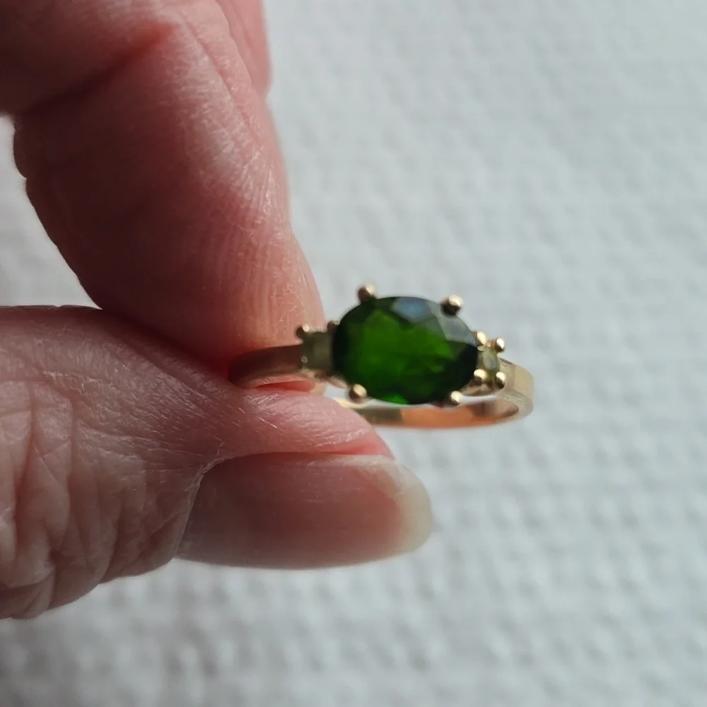 HPx4. Very Vintage. 14k Gold Ring 1ctw East-West Russian Diopside & Peridot. Sz7 - Picture 2 of 7